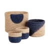 4-tlg. Korbset Handgefertigt Aus Raffia ISALO In Natur-Blau -Zuhause Dekoration Store butlers 4 tlg korbset handgefertigt aus raffia isalo in natur blau