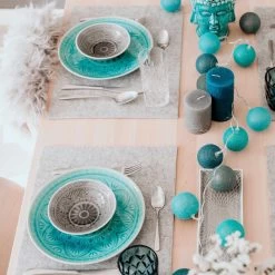 4x Teller Ø25cm SUMATRA In Türkis -Zuhause Dekoration Store butlers 4x teller o25cm sumatra in turkis 4