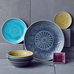 4x Teller Ø25cm SUMATRA In Türkis -Zuhause Dekoration Store butlers 4x teller o25cm sumatra in turkis 6