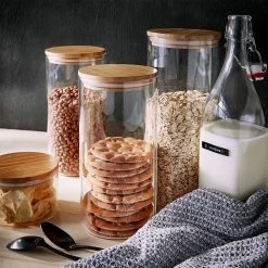 Zuhause Dekoration Store -Zuhause Dekoration Store butlers 4x vorratsglaser 2300ml woodlock in transparent 1