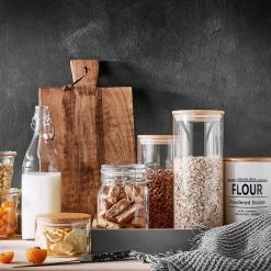 4x Vorratsgläser 2300ml WOODLOCK In Transparent -Zuhause Dekoration Store butlers 4x vorratsglaser 2300ml woodlock in transparent 6