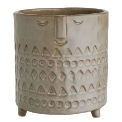 Blumentopf Mit Gesicht ETHNO In Braun