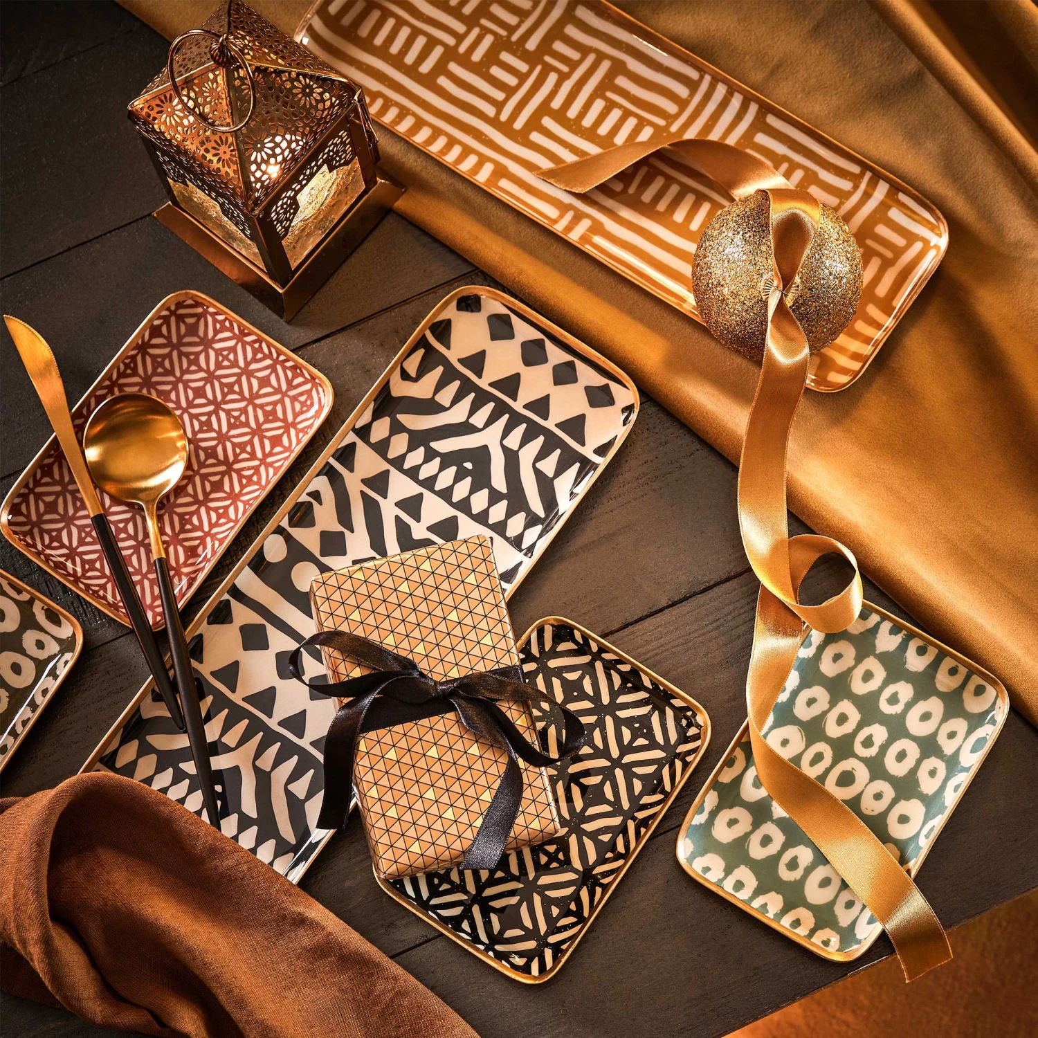 Dekotablett L 33 X B 12cm PATTERY In Gelb 4 Dekotablett L 33 X B 12cm PATTERY In Gelb – Bild 2