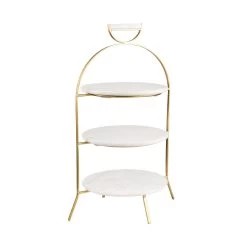 Etagere 3-stufig Höhe 65cm MARBLE In Weiß -Zuhause Dekoration Store butlers etagere 3 stufig hohe 65cm marble in weiss 2