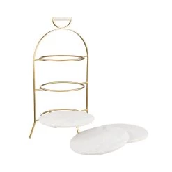 Etagere 3-stufig Höhe 65cm MARBLE In Weiß -Zuhause Dekoration Store butlers etagere 3 stufig hohe 65cm marble in weiss 3