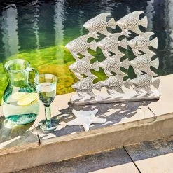 Fischschwarm Höhe 40cm SILVER NATURE In Silber -Zuhause Dekoration Store butlers fischschwarm hohe 40cm silver nature in silber 2