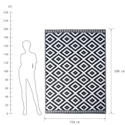 In- & Outdoor-Teppich Ethno/Rauten L 200 X B 150cm COLOUR CLASH In Schwarz-Weiß -Zuhause Dekoration Store butlers in and outdoor teppich ethno rauten l 200 x b 150cm colour clash in schwarz weiss 3