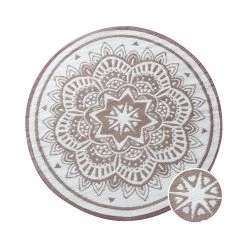 In- & Outdoor-Teppich Flora Ø118cm COLOUR CLASH In Natur-Weiß