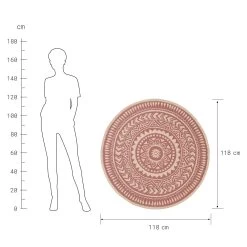 In- & Outdoor-Teppich Ø118cm COLOUR CLASH In Hellrot-Creme -Zuhause Dekoration Store butlers in and outdoor teppich o118cm colour clash in hellrot creme 2