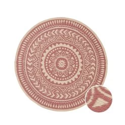 In- & Outdoor-Teppich Ø118cm COLOUR CLASH In Hellrot-Creme