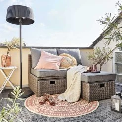 In- & Outdoor-Teppich Ø118cm COLOUR CLASH In Hellrot-Creme -Zuhause Dekoration Store butlers in and outdoor teppich o118cm colour clash in hellrot creme 7