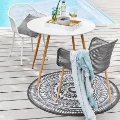 In- & Outdoor-Teppich Ø118cm COLOUR CLASH In Schwarz-Weiß -Zuhause Dekoration Store butlers in and outdoor teppich o118cm colour clash in schwarz weiss 8