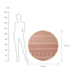 In- & Outdoor-Teppich Streifen Ø118cm COLOUR CLASH In Hellrot-Creme -Zuhause Dekoration Store butlers in and outdoor teppich streifen o118cm colour clash in hellrot creme 2