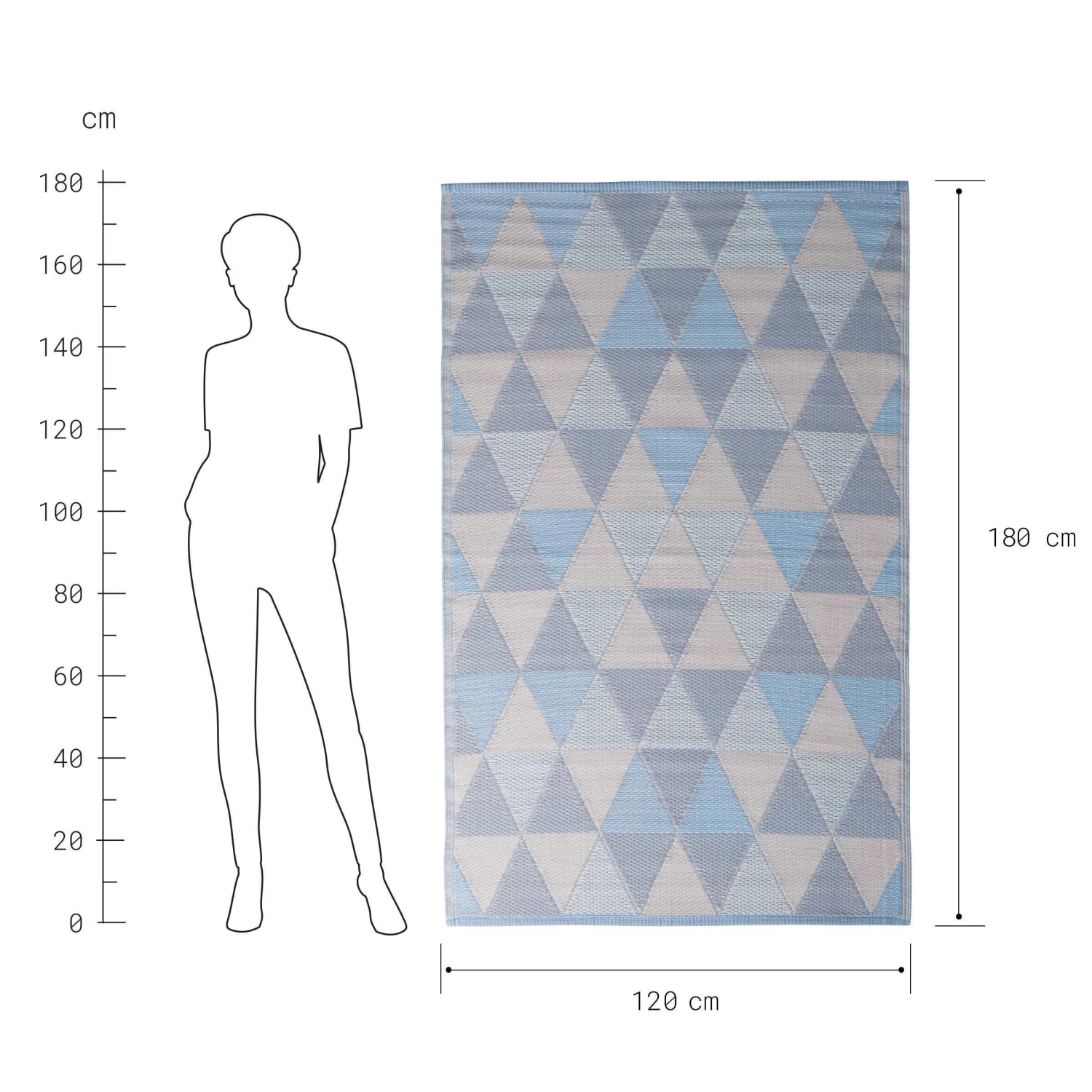 In- & Outdoorteppich Dreiecke L 180 X B 120cm COLOUR CLASH In Pastellblau 5 In- & Outdoorteppich Dreiecke L 180 X B 120cm COLOUR CLASH In Pastellblau – Bild 3