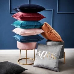 Kissen L 45 X B 45cm COTTON VELVET In Hellbraun -Zuhause Dekoration Store butlers kissen l 45 x b 45cm cotton velvet in hellbraun 5