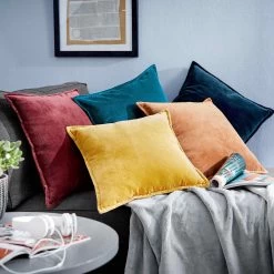 Kissen L 45 X B 45cm COTTON VELVET In Hellbraun -Zuhause Dekoration Store butlers kissen l 45 x b 45cm cotton velvet in hellbraun 6