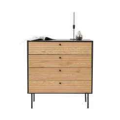 Kommode Mit 4 Schubladen MODERNIST In Schwarz-Natur -Zuhause Dekoration Store butlers kommode mit 4 schubladen modernist in schwarz natur 2