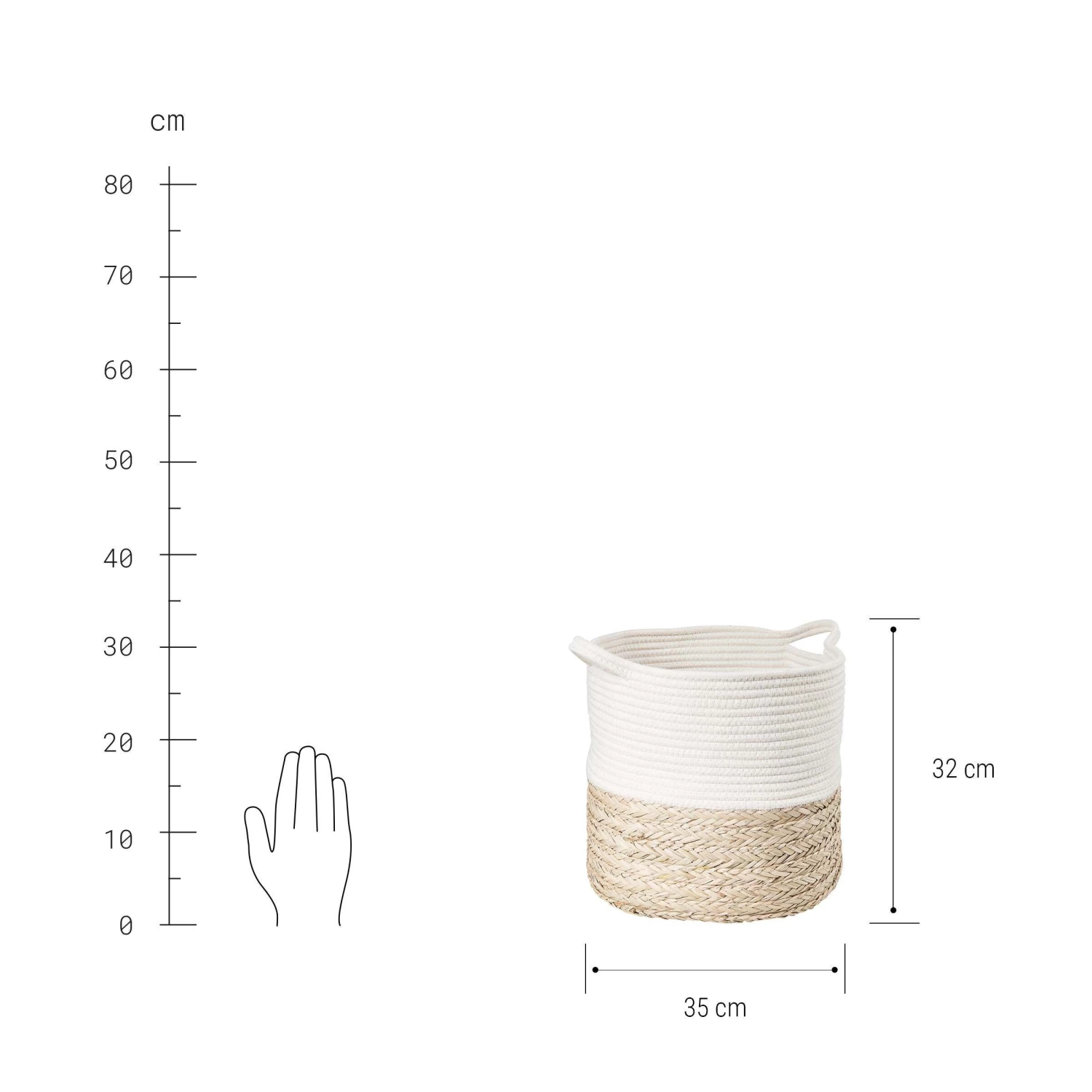 Korb Rund Ø35cm COTTON BRAID In Natur-Weiß 5 Korb Rund Ø35cm COTTON BRAID In Natur-Weiß – Bild 3