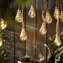 LED-Lichterkette 10 Lichter Mit Naturseil & USB-Batteriefach BULB LIGHTS In Natur -Zuhause Dekoration Store butlers led lichterkette 10 lichter mit naturseil and usb batteriefach bulb lights in natur 5