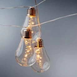 LED-Lichterkette 10 Lichter Mit USB-Batteriefach BULB LIGHTS In Transparent -Zuhause Dekoration Store butlers led lichterkette 10 lichter mit usb batteriefach bulb lights in transparent 4