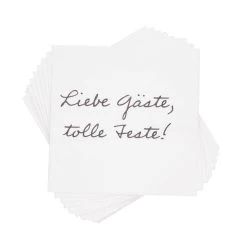 Papierserviette Liebe Gäste, Tolle Feste! 20 Stück APRÈS In Weiß-Schwarz