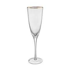 Sektglas Mit Goldrand Und Rillen 250ml GOLDEN TWENTIES In Transparent