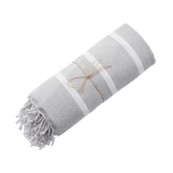 Strandtuch L 200 X B 180cm SURFSIDE In Hellgrau -Zuhause Dekoration Store butlers strandtuch l 200 x b 180cm surfside in hellgrau 5