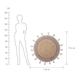Teppich Rainbow Mit Quasten Ø110cm ALL NATURE In Natur-Bunt -Zuhause Dekoration Store butlers teppich rainbow mit quasten o110cm all nature in natur bunt 2